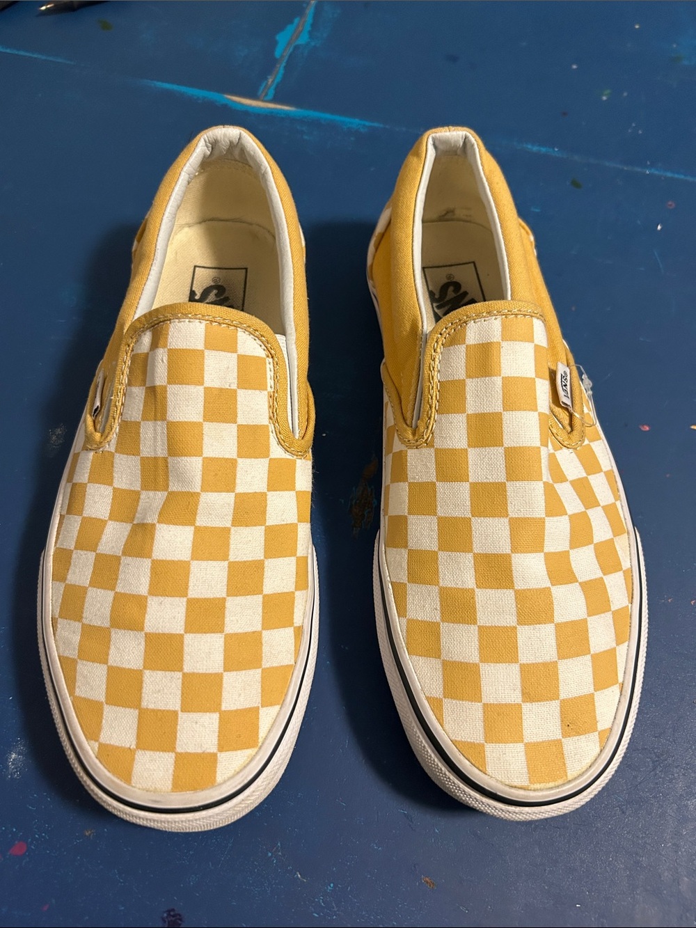Vans Checkerboard Slip-On Sneakers - Yellow & White